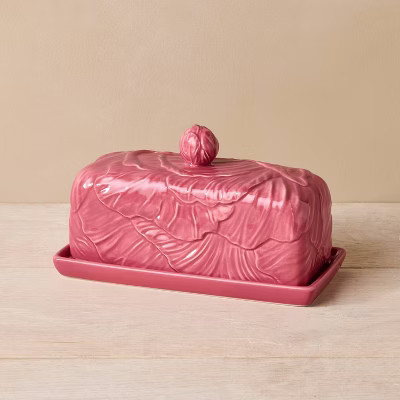 Stoneware Cabbage Butter Dish Pink - John Derian for Target | Target