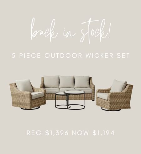 Back in stock this year and on sale! This great patio set always sells out fast and it’s not always on sale!

Patio sets, outdoor patio set, wicker patio furniture, outdoor furniture, outdoor furniture sale, outdoor sofas, outdoor chairs, outdoor sofa set, outdoor decor, outdoor designs, patio designs, patio sale

#LTKSeasonal #LTKsalealert #LTKhome