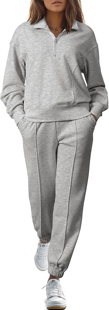 Herseas Women 2 Piece Outfits Sweatsuit Sweatshirt Sweatpants Tracksuit Sweat Lounge Matching Set... | Amazon (US)