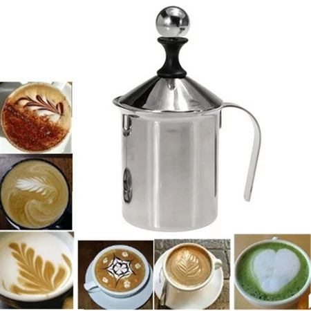 400ML Manual Foam Maker Milk Frother Coffee Cream Whisking Head Double Mesh | Walmart (US)