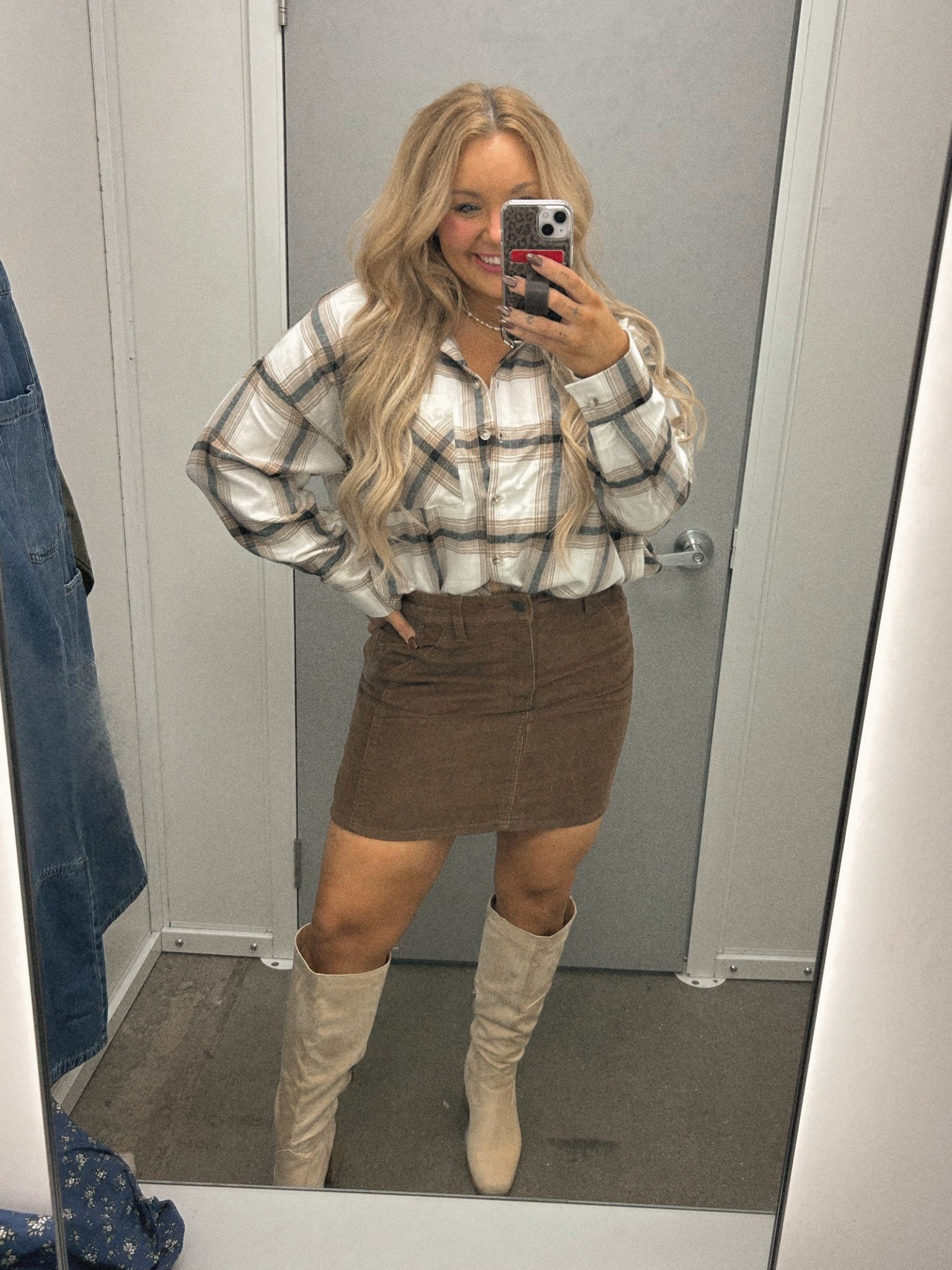 Love the look of a skirt with a flannel! So cute! 

#LTKSeasonal #LTKFallSale #LTKMidsize