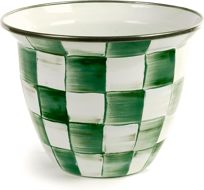 MACKENZIE-CHILDS Flowerpot, Decorative Garden Pot for Growing Plants, Green-and-White Emerald Che... | Amazon (US)