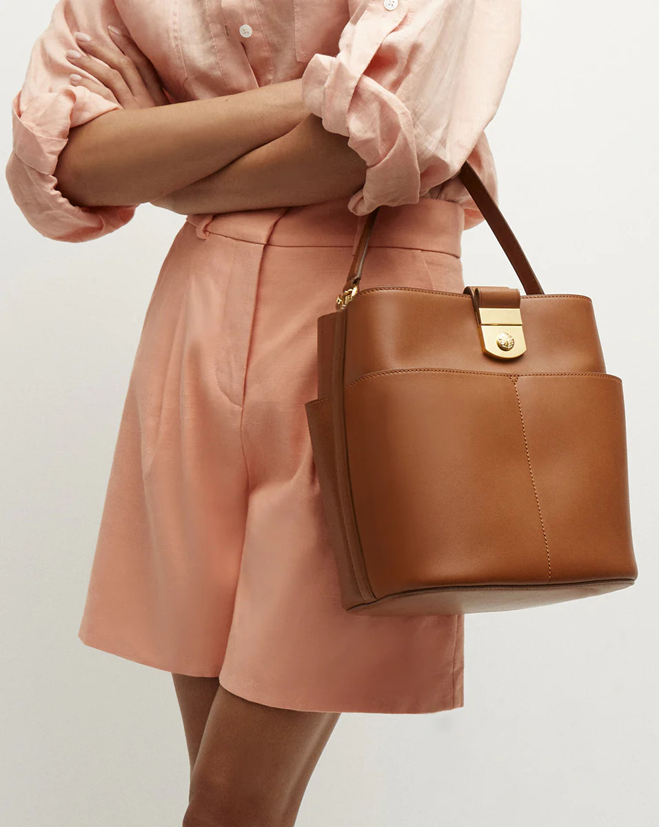 Large Crest Lock Bucket Bag in Black | Veronica Beard | Veronica Beard