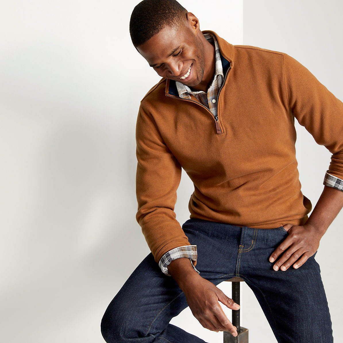 Men's Bedford Rib Quarter Zip Sweater | Lands' End (US)