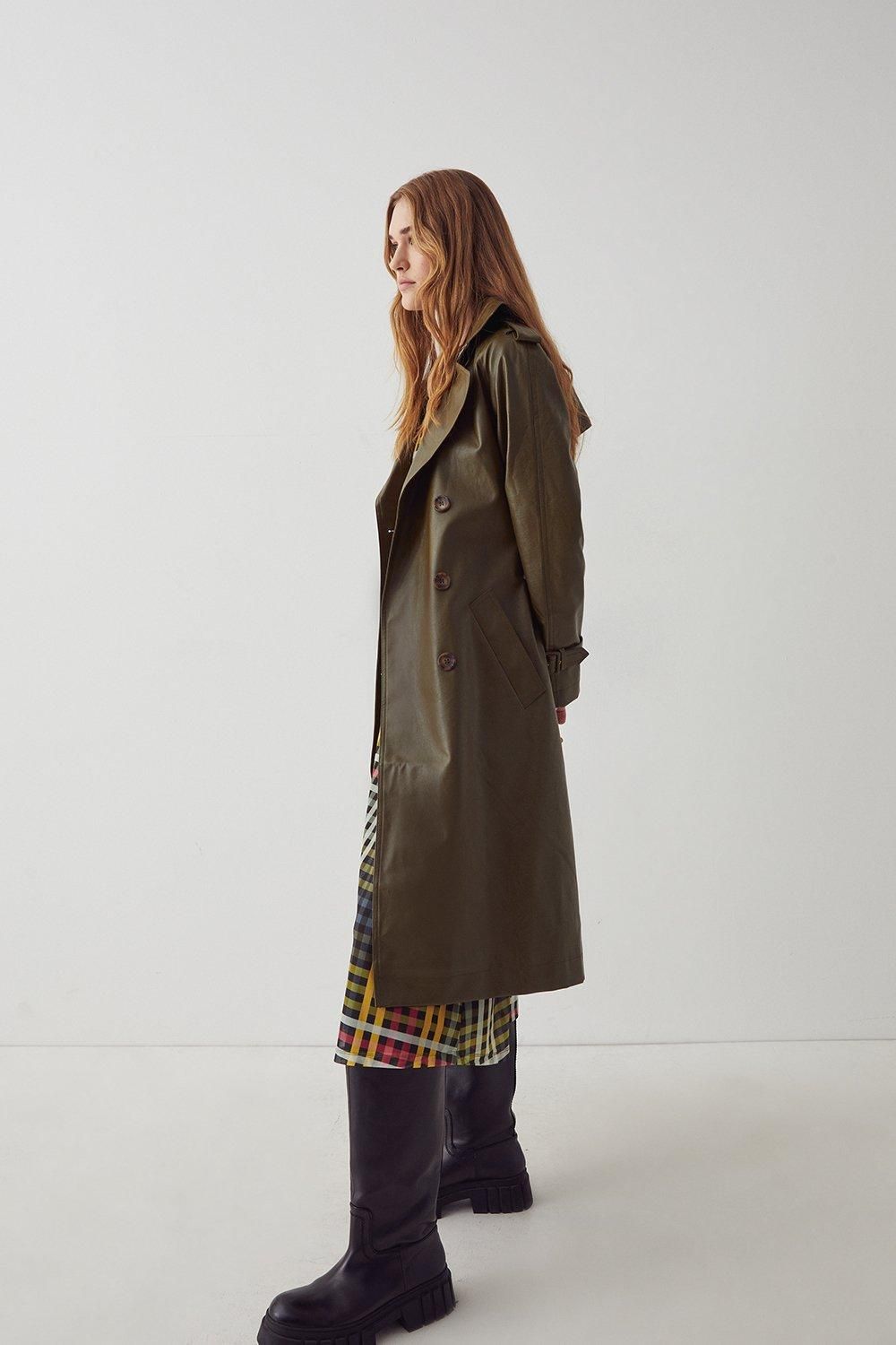 Faux Leather Trench Coat | Warehouse UK & IE