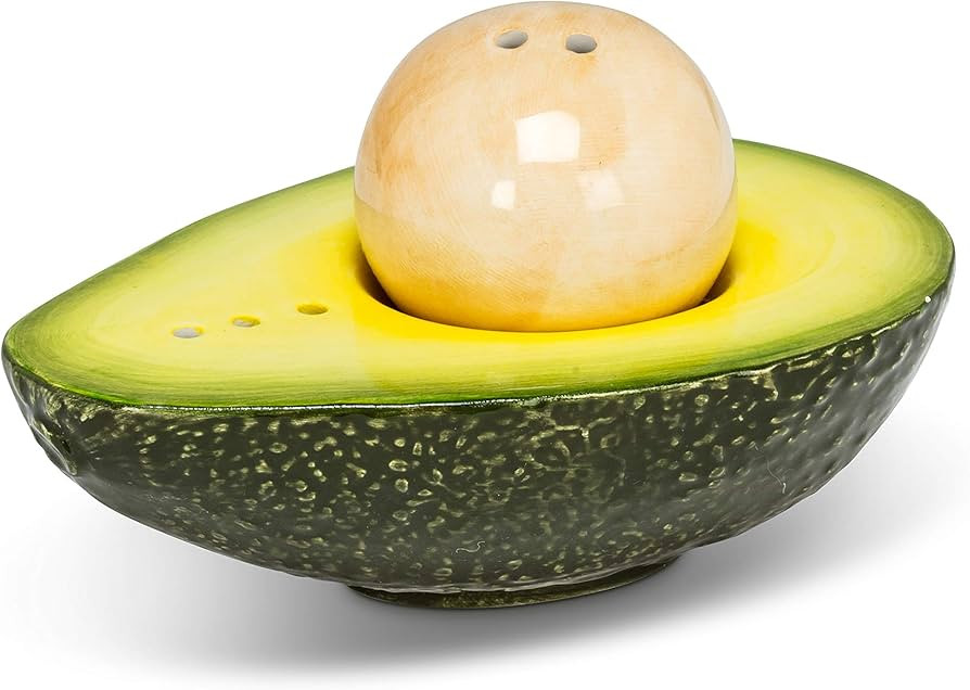Abbott Collection Avocado & Pit Salt & Pepper Shaker Set - Ceramic, Green (4 inches L) | Amazon (US)
