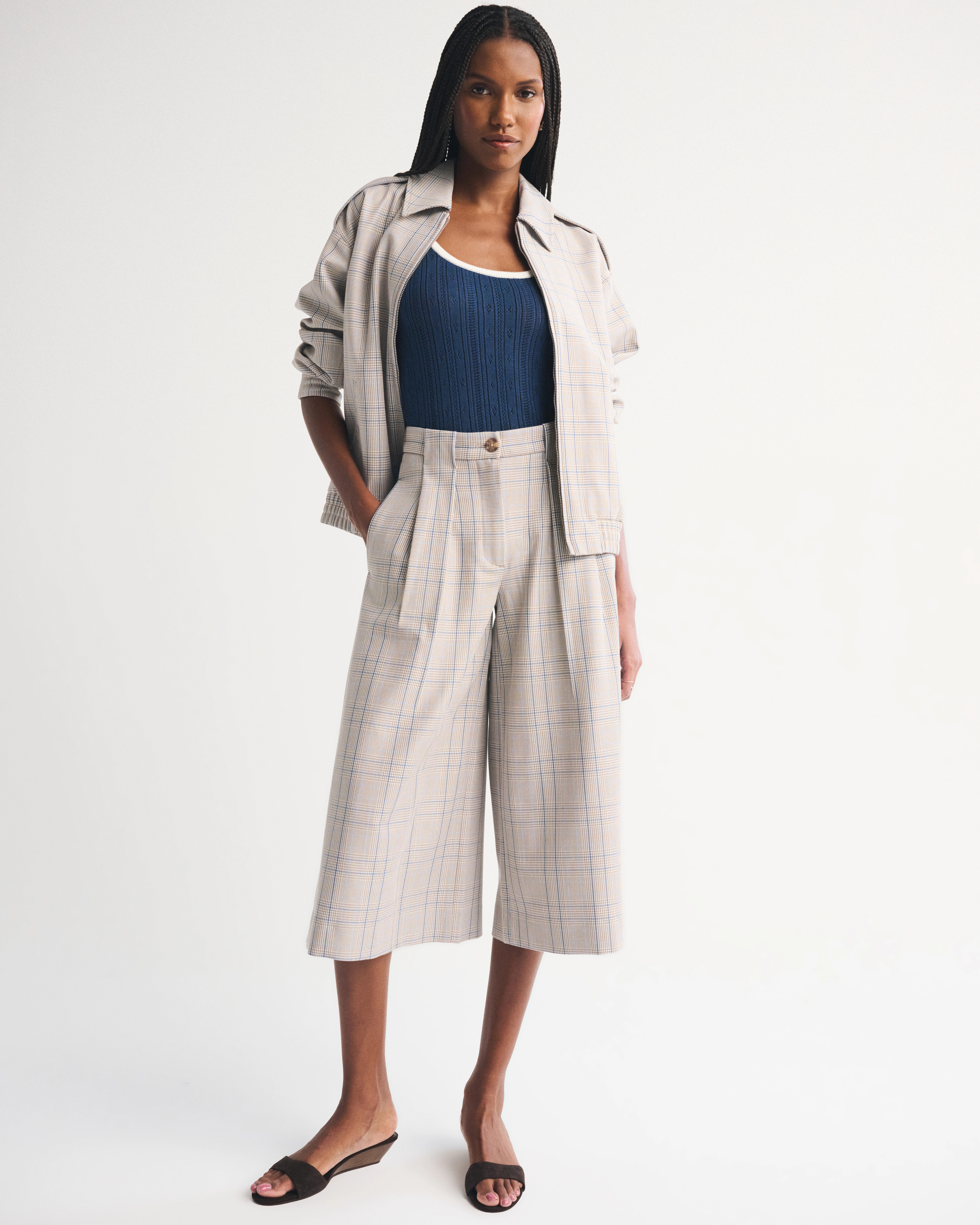 High Rise Tailored Culotte Pant | Abercrombie & Fitch (US)