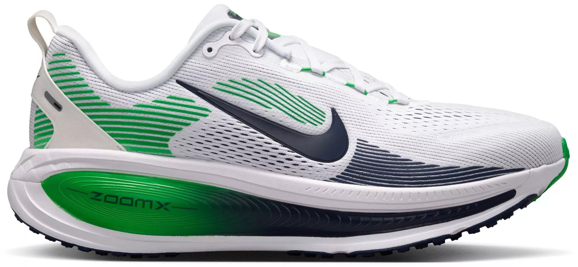Nike Men's Vomero 18 Running Shoes, Size 7.5, White/Midnight Navy/Green Sprk | DICK'S Sporting Goods