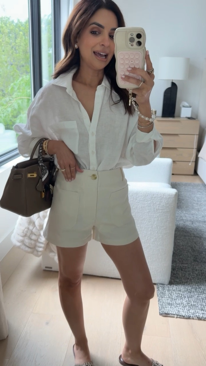 Classy and flattering shorts from @Anthropologie I recommend sizing up one in these. Also wearing my new sandals 🤍 20% off Anthropologie orders of $100+ with code NASREEN20! Works on home and beauty too

#LTKootd