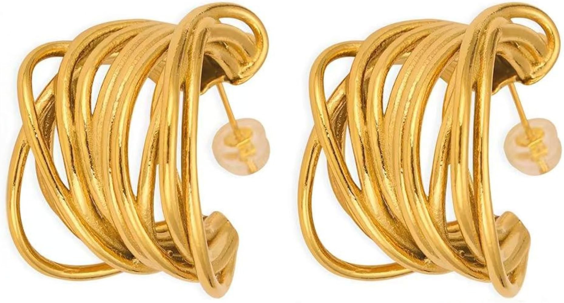 Chunky Gold Vintage Statement Hoop Earrings | Amazon (US)