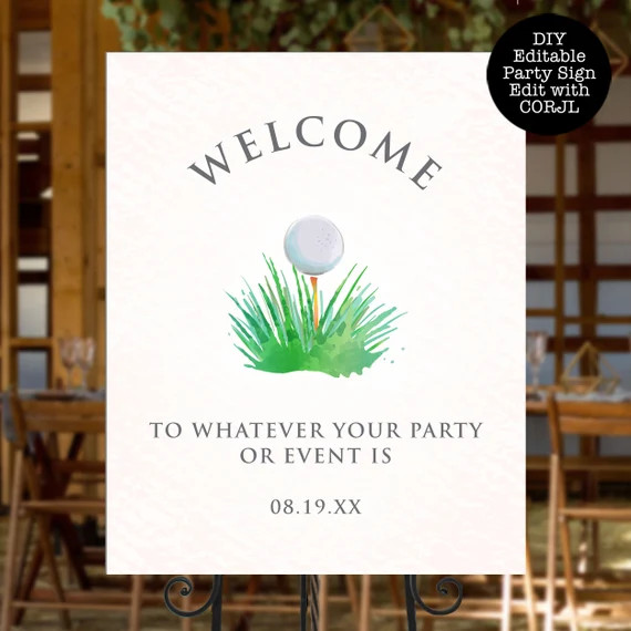 Golf Welcome Signs, Editable Party Signs, Instant Download, Golf Themed Signs, Printable Party Si... | Etsy (US)