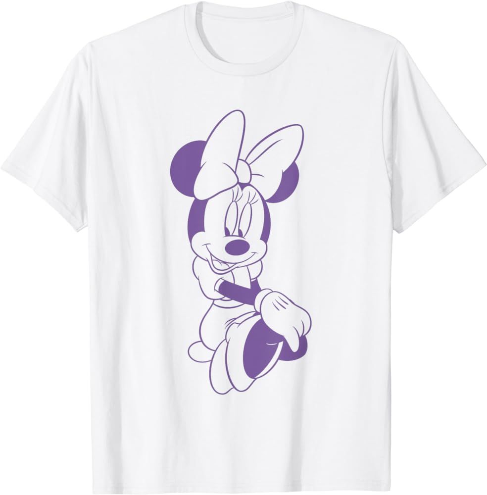 Disney Minnie Mouse Sitting Pose Purple Outline Portrait T-Shirt | Amazon (US)
