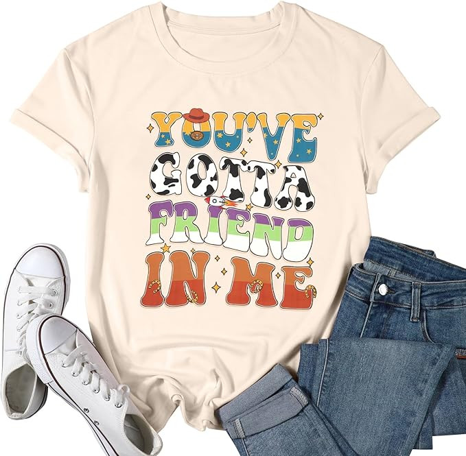 You've Got A Friend in Me Shirt Women Funny Letter Print Friends Tops Cute Vacation Holiday Short... | Amazon (US)