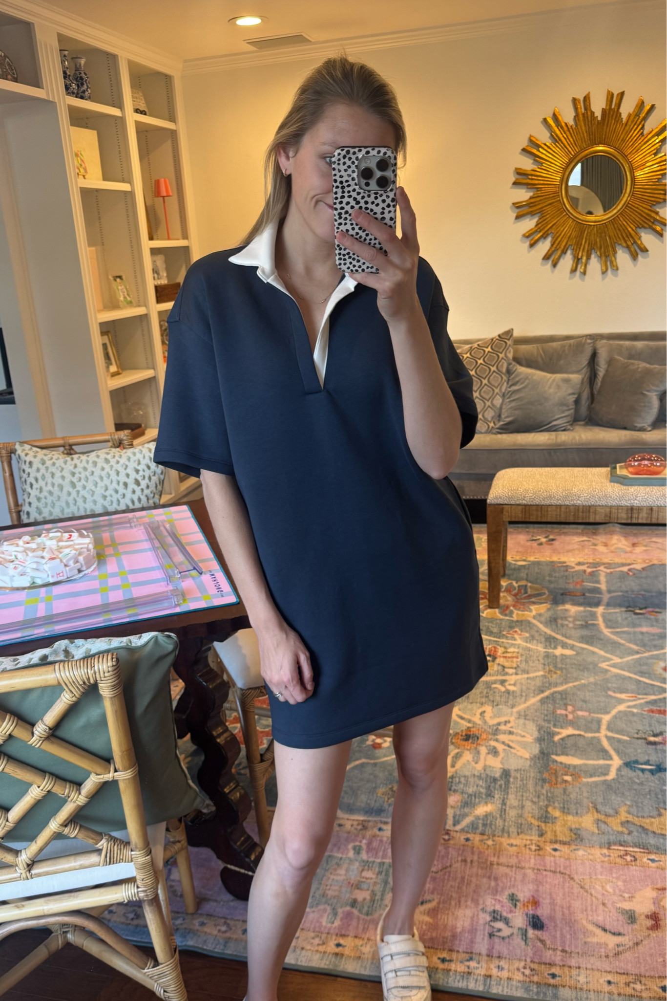 I will be living in this dress for the foreseeable future! Buttery soft & effortlessly chic. I sized up to small for length. 