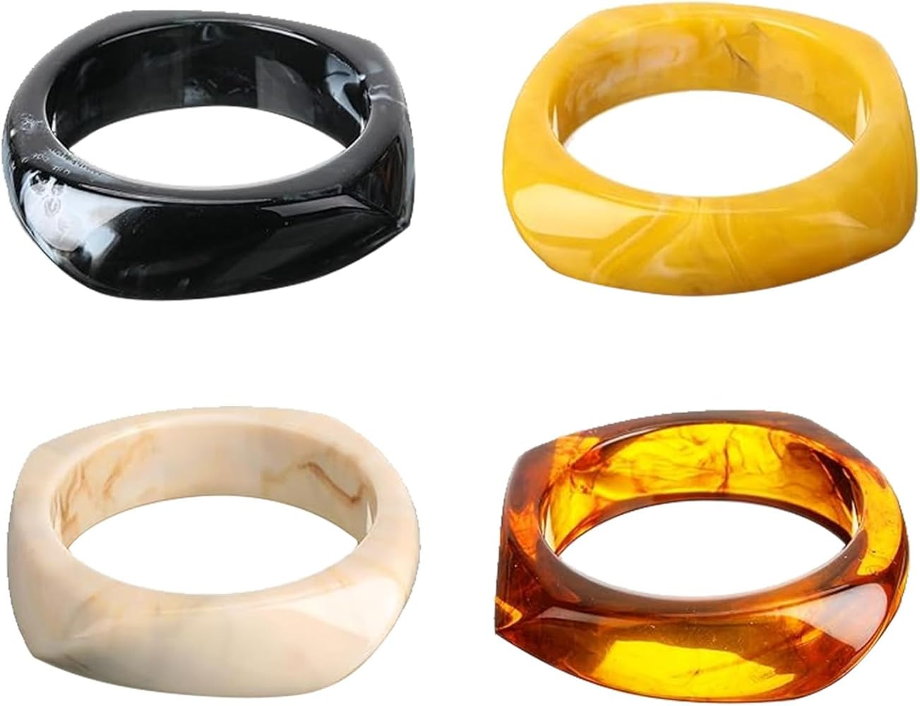 Square Acrylic Resin Bangle Bracelet Geometric Irregular Bangle Bracelets Colorful Chunky Bracele... | Amazon (US)