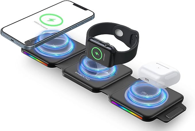 Wireless Charger 3 in 1,Magnetic Foldable 3 in 1 Charging Station,Fast Wireless Charging Dock,Com... | Amazon (US)