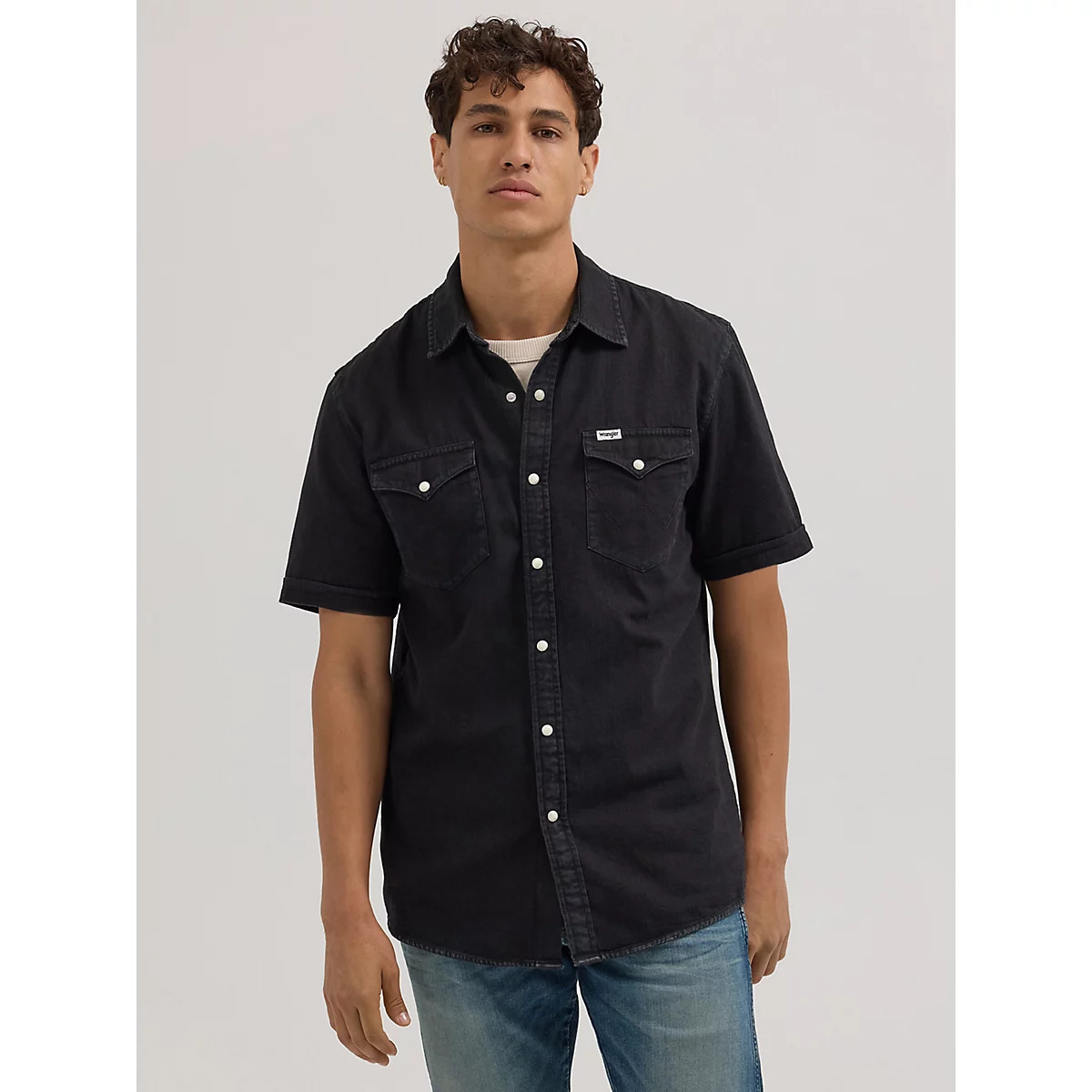 Men's Western Denim Shirt in Off Black | Wrangler