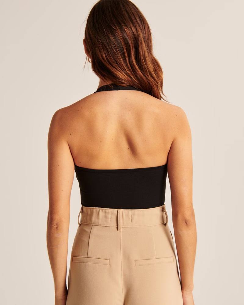 Double-Layered Seamless Fabric Halter Bodysuit | Abercrombie & Fitch (US)