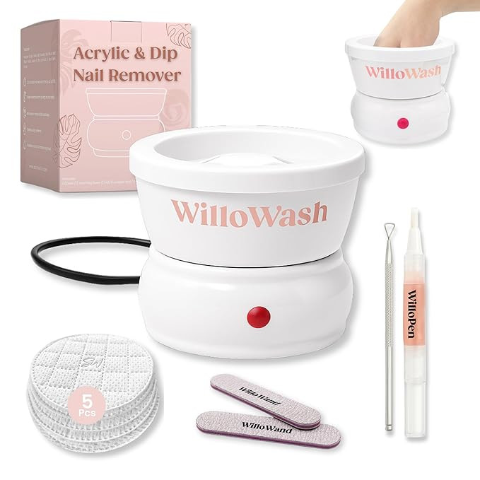 Willowash Electric Acetone Nail Remover Bowl \u2013 Acrylic & Dip Powder Soak Off Kit, Heated Nai... | Amazon (US)