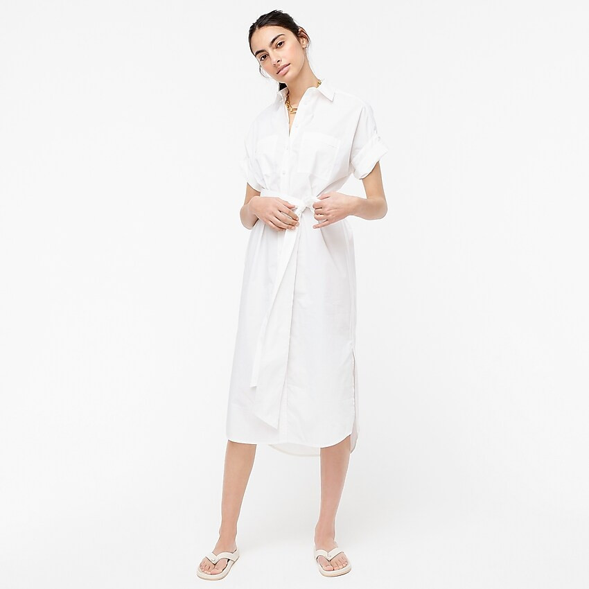 Relaxed-fit short-sleeve cotton poplin shirtdress | J. Crew US