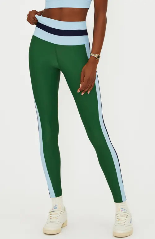 Beach Riot Mariella Colorblock Rib Leggings in Ivy Colorblock at Nordstrom, Size Medium | Nordstrom