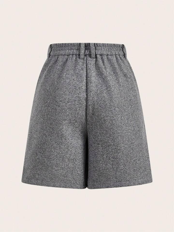SHEIN LUNE 2024 Autumn New Gray Shorts, Suitable For Commuting And Outings Old Money Style Women | SHEIN
