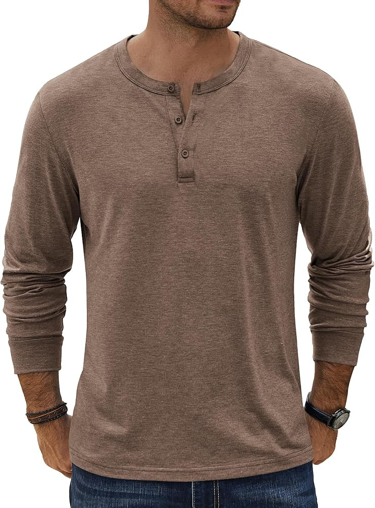 COOFANDY Men's Henley T-Shirt Long Sleeve Casual Lightweight Pullover Shirts Soft Stretch Basic T... | Amazon (US)