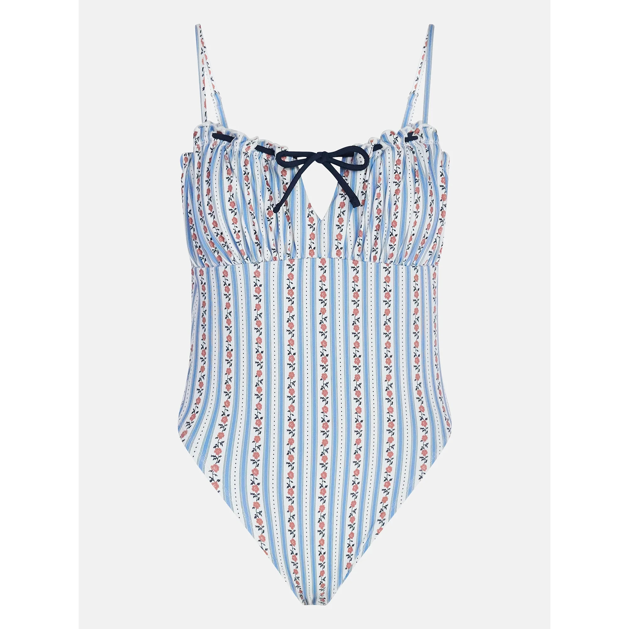 Kacey Lee Women's and Women's Plus Tie Neck Scoop Back One Piece Swimsuit, Sizes XS-3X | Walmart (US)
