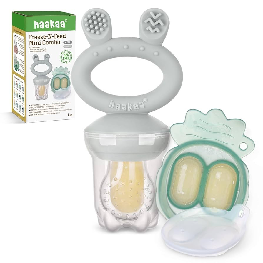 Haakaa Baby Fruit Food Feeder & Mini Freezer Nibble Tray Combo, Breastmilk Popsicle Molds for Bab... | Amazon (US)