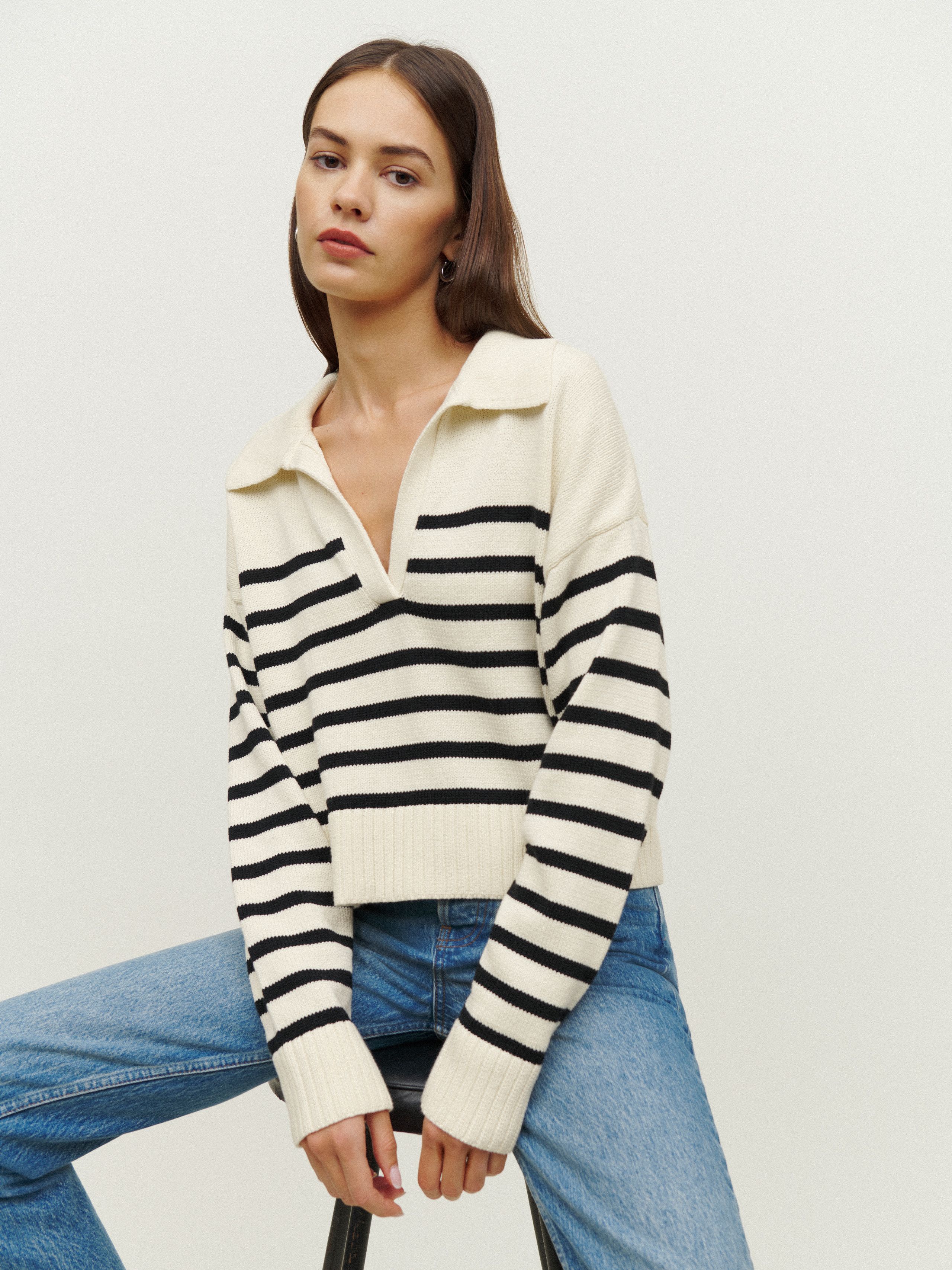 Francesco Cotton Polo Sweater | Reformation (US & AU)