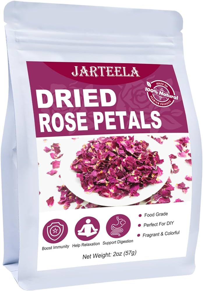 Jarteela - Dried Rose Petals Culinary- Natural Edible Rose Petals, 2oz - Food Grade Flower Petals... | Amazon (US)