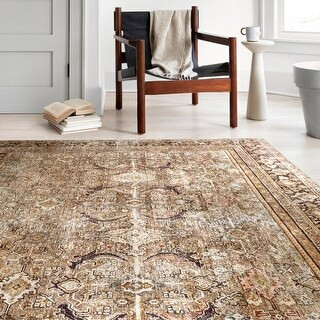 Alexander Home Isabelle Vintage Printed Area Rug (2' x 5' - Olive/Charcoal) | Bed Bath & Beyond