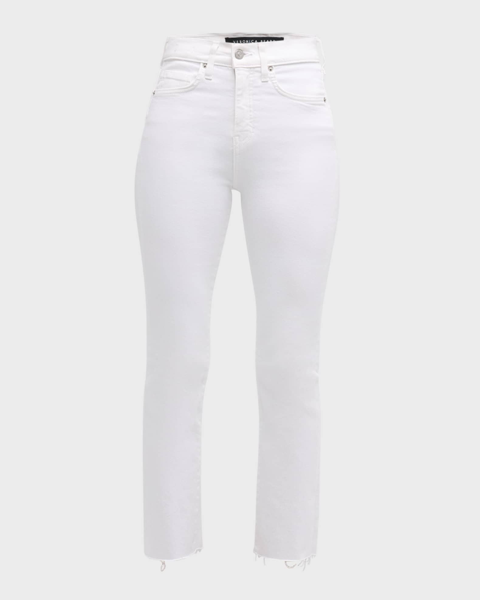 Veronica Beard Carly Kick Flare Jeans with Raw Hem | Neiman Marcus