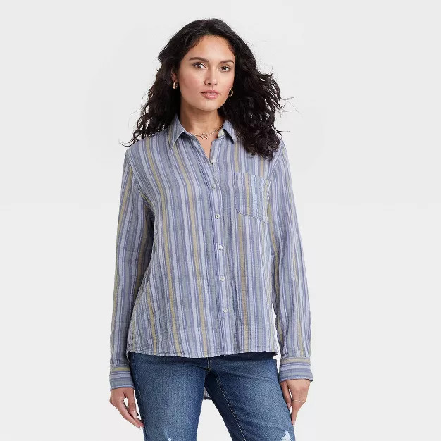 Women's Long Sleeve Relaxed Fit Gauze Button-Down Shirt - Universal Thread™ | Target