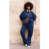 Premium Plus Navy Oversized Pintuck Wide Leg Sweatpants | PrettyLittleThing US