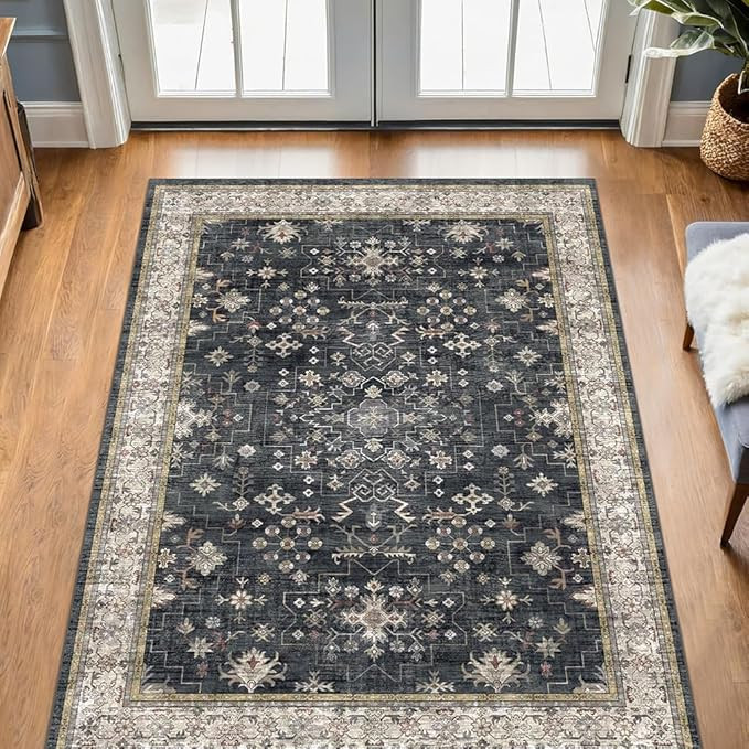 Large 3x5 Entryway Rug Indoor - Washable Non-Slip Low Pile Ultra Soft Area Rug for Large Kitchen,... | Amazon (US)