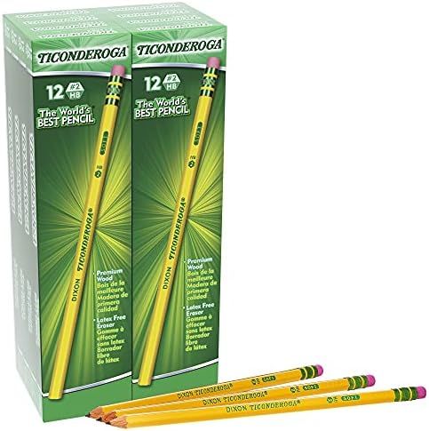 TICONDEROGA Pencils, Wood-Cased, Unsharpened, Graphite #2 HB Soft, Yellow, 96-Pack (13872) | Amazon (US)