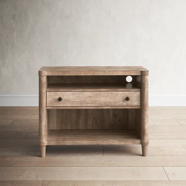 Lieb 26.25'' Tall 1 - Drawer Solid Wood Nightstand in Light Brown | Wayfair North America