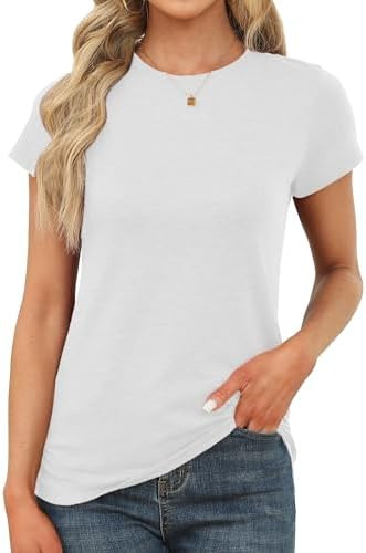 Memorose Womens Short Sleeve Tops Summer T Shirts Round Neck Causal Fashion Basic Tee | Amazon (US)