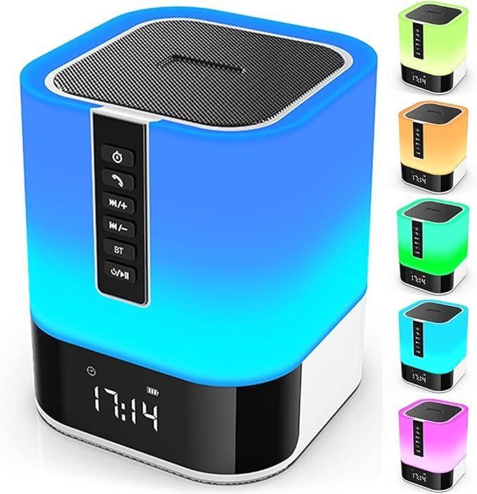 Hetyre Night Light Bluetooth Speaker, 5 in 1 Touch Control Bedside Lamp Dimmable Multi-Color Chan... | Amazon (US)