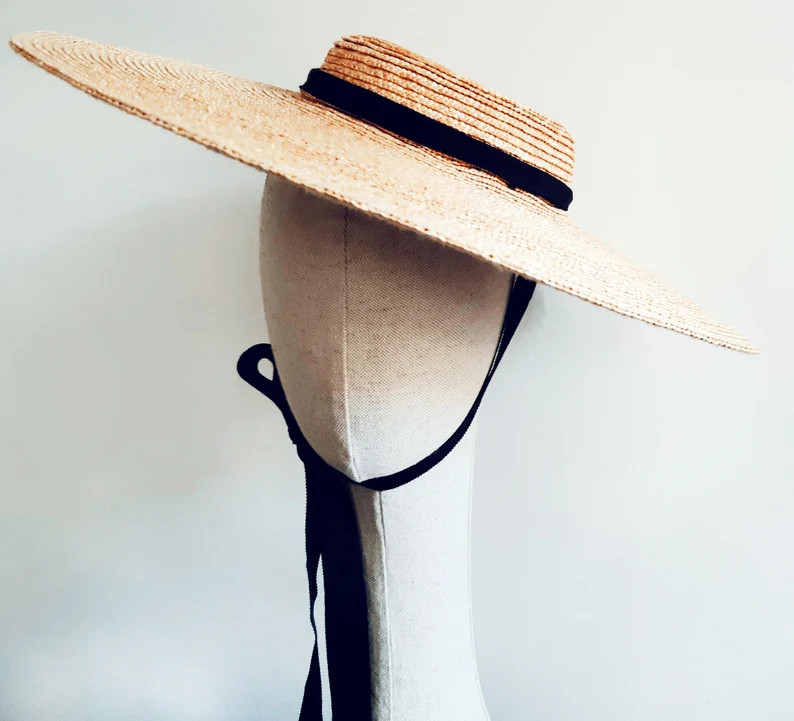 Wide Brimmed Natural Straw Boater Hat - Etsy UK | Etsy (US)