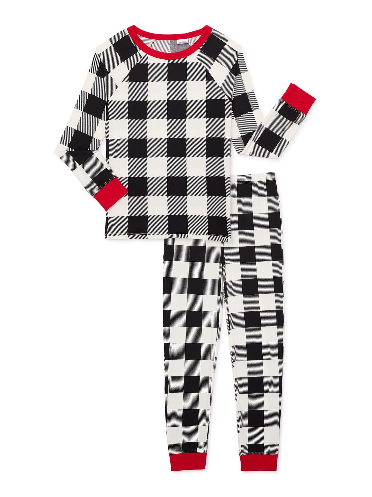 Holiday Time Kids Unisex Plaid Matching Family Pajamas Set, 2-Piece, Sizes 6-12 | Walmart (US)