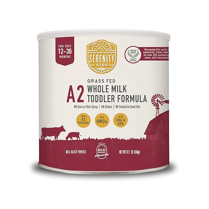 Serenity Kids 12+ Months A2 Whole Milk Toddler Formula Powder - Organic Grass-Fed Toddler Formula... | Amazon (US)