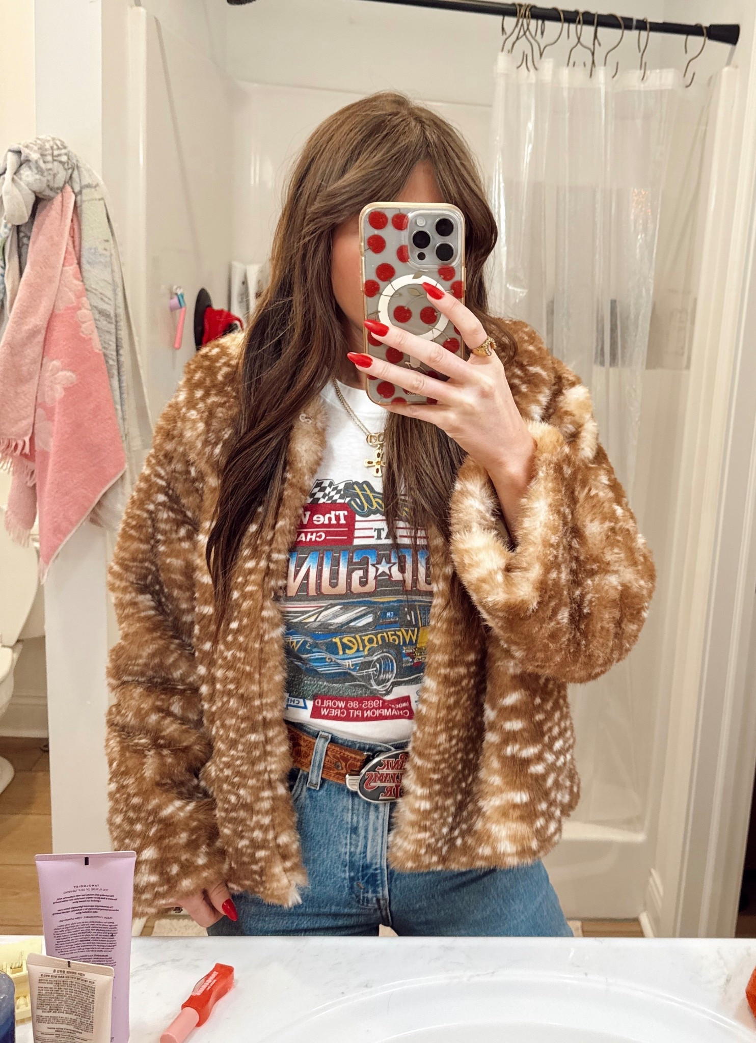 This faux fur jacket is life! 🦌