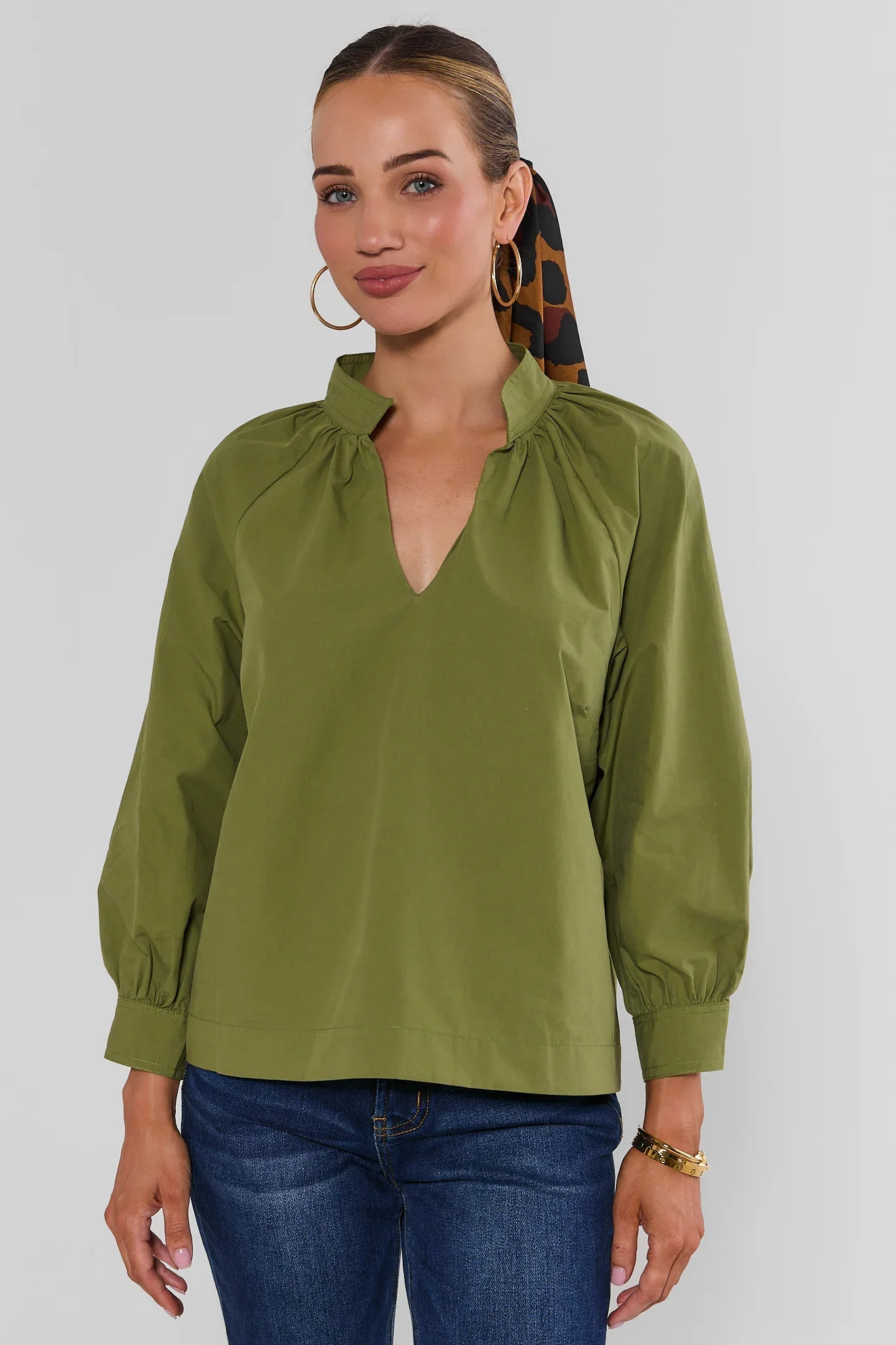 Carolyn Green Split Neck Top | Avara