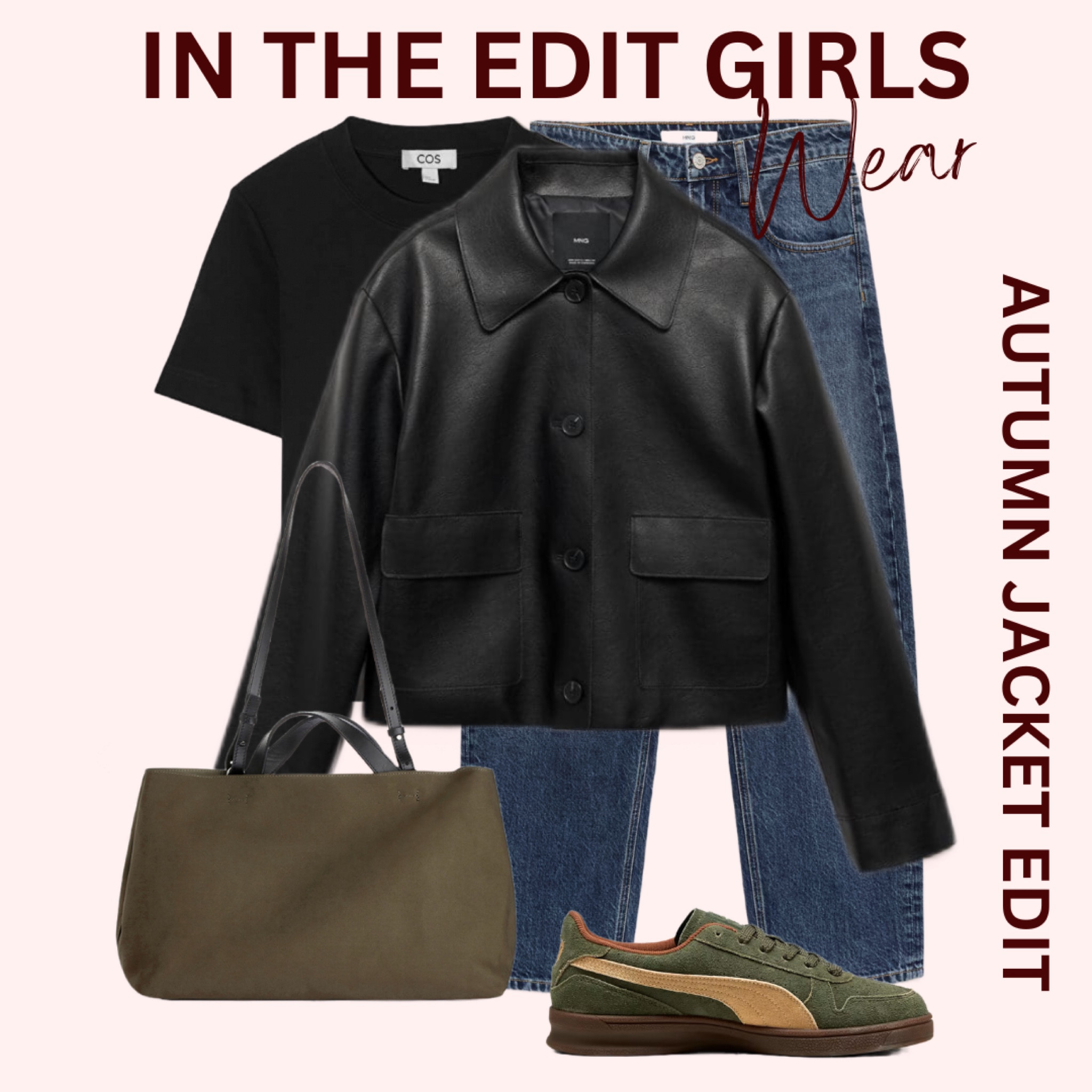 Autumn jacket - faux leather cropped 

Ballon jeans 
Green tote bag 
Puma trainees 

#LTKeurope #LTKstyletip #LTKautumn