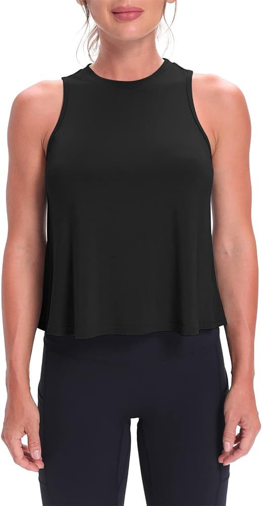 Mippo Crop Tops for Women Womens Workout Tops Flowy Cropped Tank Tops Athletic Shirts | Amazon (US)