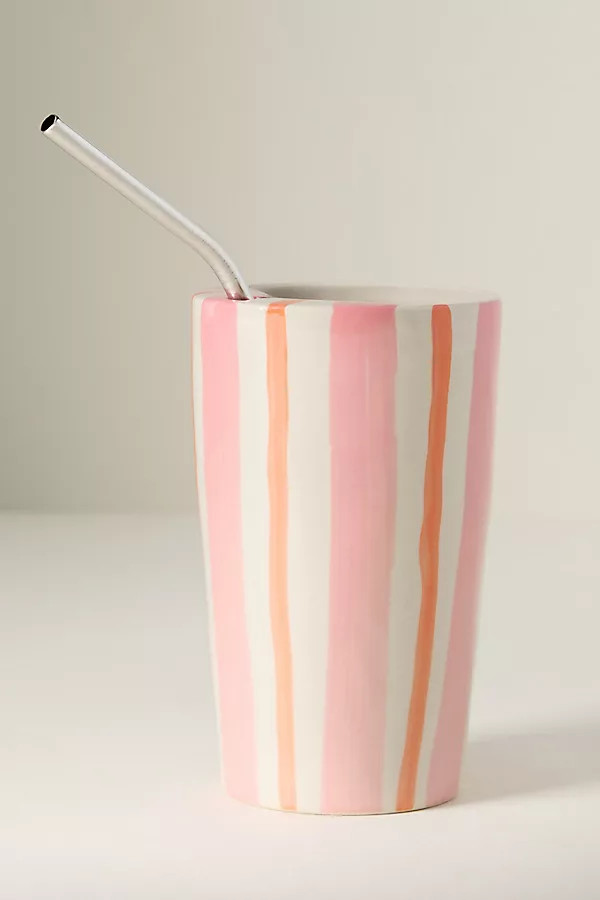 Daily Stripe Stoneware Demi Lid Sipper | Anthropologie (US)