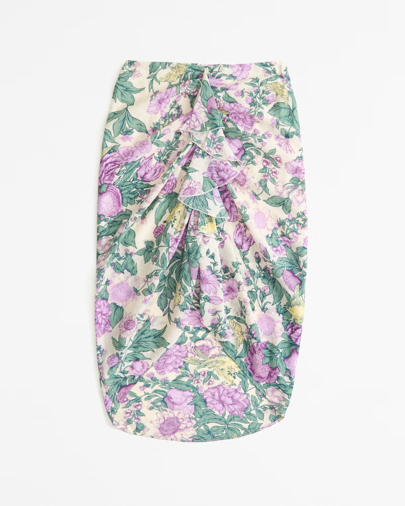 Women's Ruched Flowy Midi Skirt | Women's Bottoms | Abercrombie.com | Abercrombie & Fitch (US)