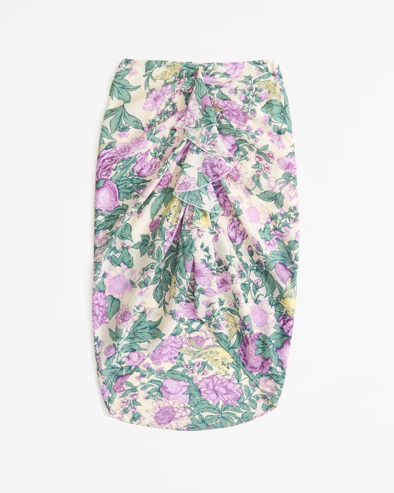 Women's Ruched Flowy Midi Skirt | Women's Bottoms | Abercrombie.com | Abercrombie & Fitch (US)
